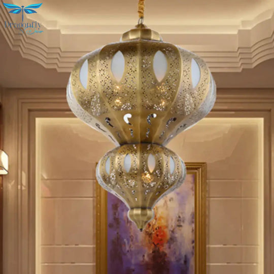 Brass 8 Heads Hanging Pendant Light Arab Meta Gourd Shape Chandelier Lighting Fixture