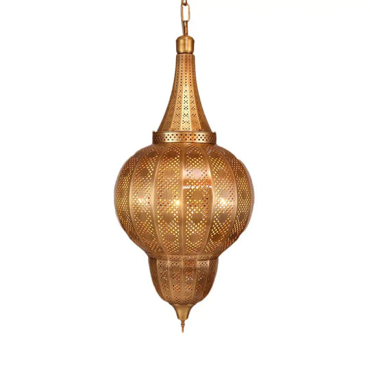 Brass Sphere Pendant Chandelier Arabian Metal 7 Lights Restaurant Hanging Ceiling Light
