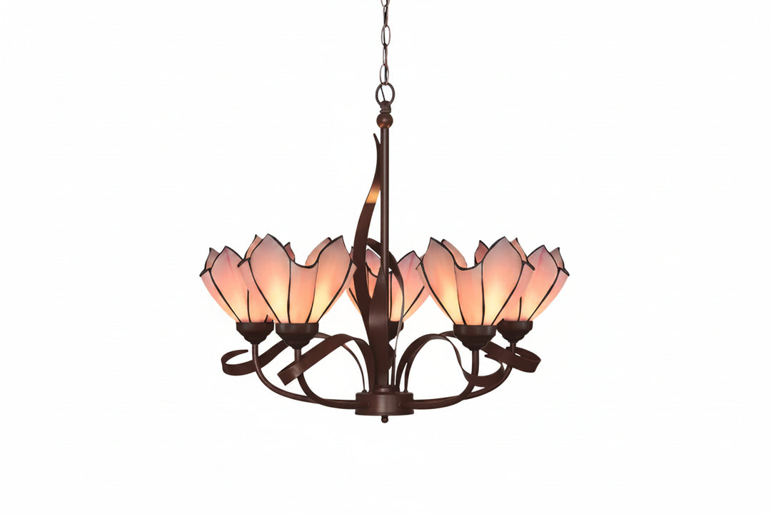 Bronze 3/5 Lights Chandelier Lighting Fixture Baroque Pink/Purple Floral Pendant Shopify Lamp For
