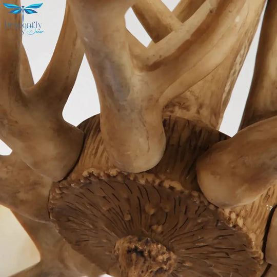 Brown Bell/Cylinder Chandelier Lighting Traditionalism Resin 6/8 Heads Living Room Suspension