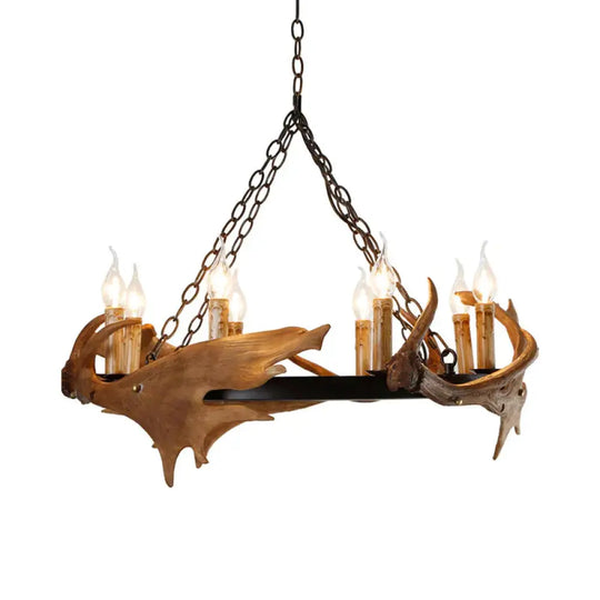 Brown Faux Antler Pendant Chandelier Rustic Resin 6/8 Heads Bedroom Hanging Ceiling Light 8 /
