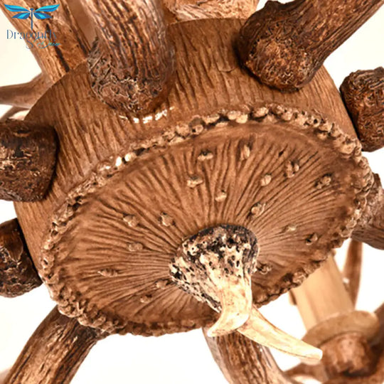 Brown Sputnik Chandelier Lighting Farmhouse Resin 5/8 Heads Living Room Ceiling Suspension Lamp