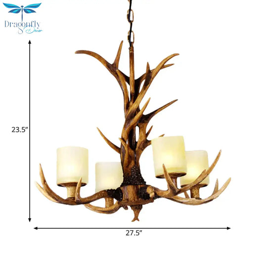 Brown Sputnik Chandelier Pendant Lighting Countryside Resin 4/6/8 Lights Living Room Ceiling