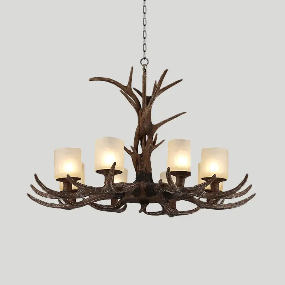 Brown Sputnik Chandelier Pendant Lighting Countryside Resin 4/6/8 Lights Living Room Ceiling