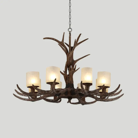 Brown Sputnik Chandelier Pendant Lighting Countryside Resin 4/6/8 Lights Living Room Ceiling