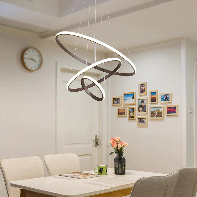 Brown/White Modern Led Pendant Lights For Living Room Bedroom Dining Indoor Home 1/2/3/4 Circle