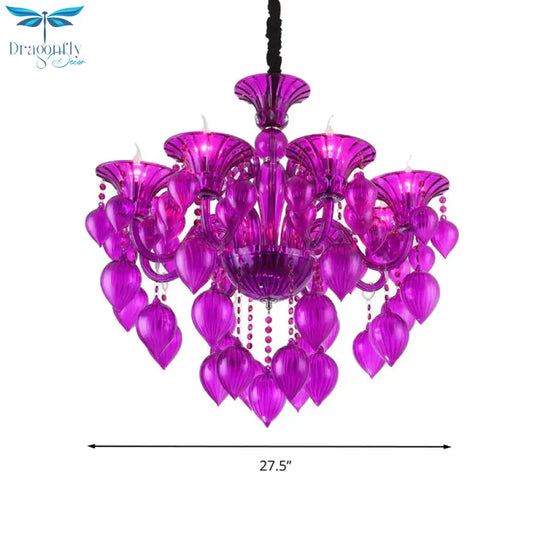 Candelabra Crystal Drop Ceiling Light Traditional 6 Heads Living Room Chandelier Lighting In