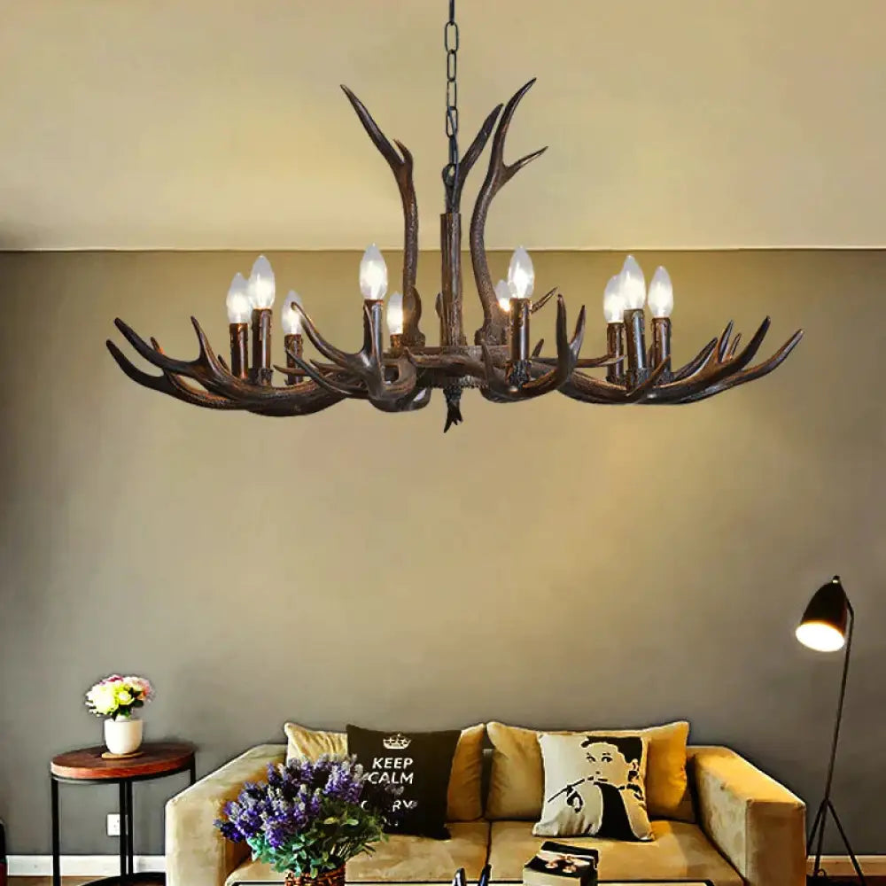 Candelabra Dining Room Hanging Lamp Traditional Resin 4/6/8 Bulbs Black Chandelier Pendant Light