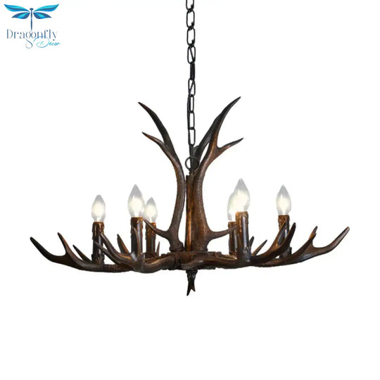 Candelabra Dining Room Hanging Lamp Traditional Resin 4/6/8 Bulbs Black Chandelier Pendant Light