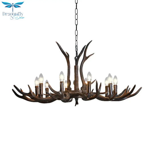 Candelabra Dining Room Hanging Lamp Traditional Resin 4/6/8 Bulbs Black Chandelier Pendant Light