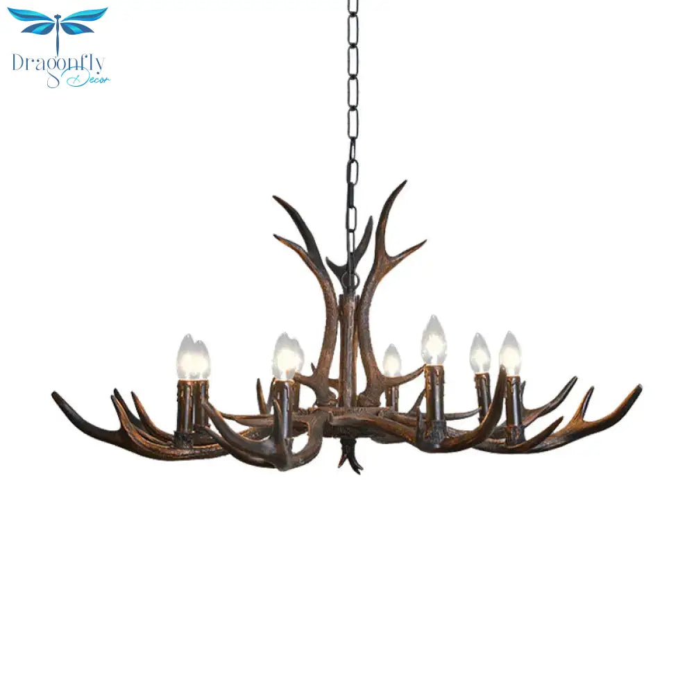 Candelabra Dining Room Hanging Lamp Traditional Resin 4/6/8 Bulbs Black Chandelier Pendant Light