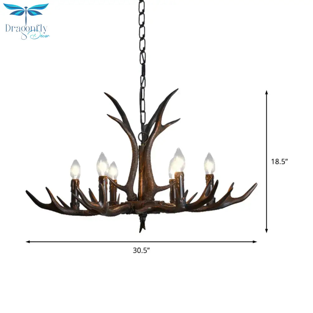 Candelabra Dining Room Hanging Lamp Traditional Resin 4/6/8 Bulbs Black Chandelier Pendant Light