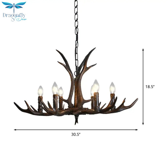 Candelabra Dining Room Hanging Lamp Traditional Resin 4/6/8 Bulbs Black Chandelier Pendant Light