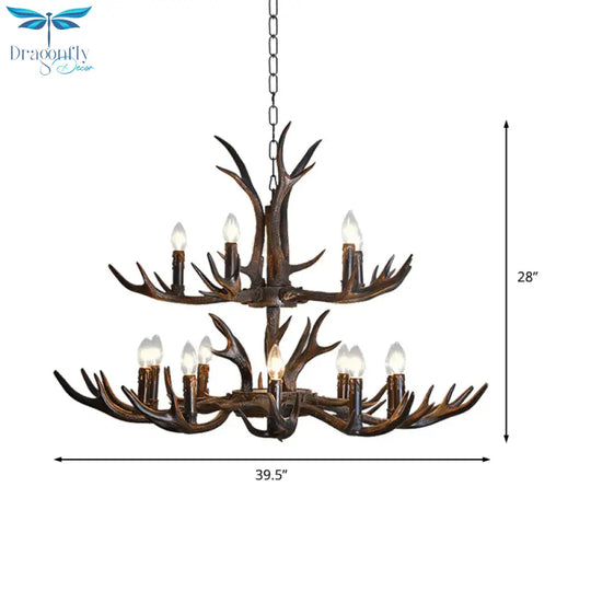 Candelabra Dining Room Hanging Lamp Traditional Resin 4/6/8 Bulbs Black Chandelier Pendant Light