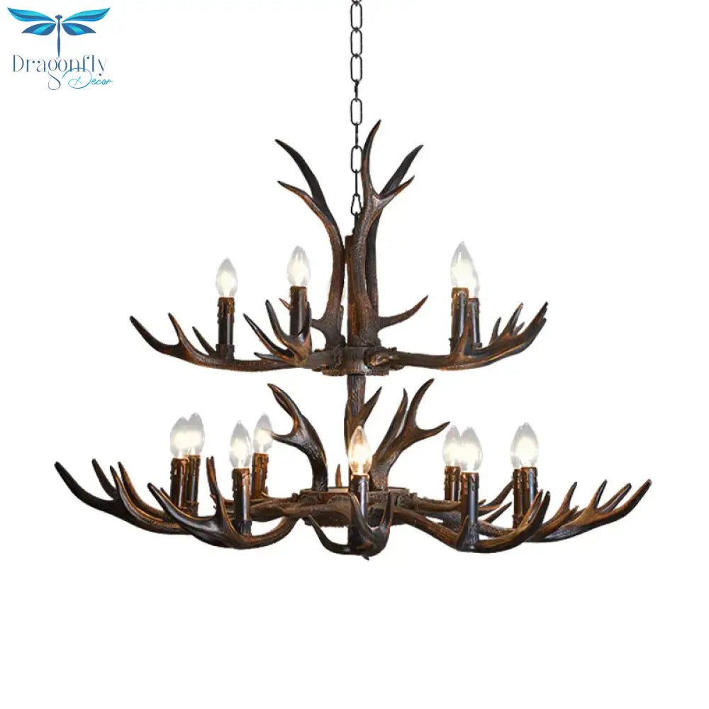 Candelabra Dining Room Hanging Lamp Traditional Resin 4/6/8 Bulbs Black Chandelier Pendant Light