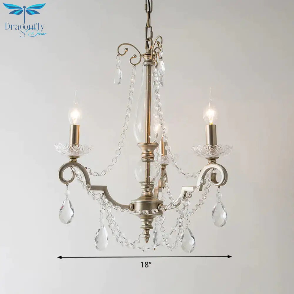 Candle Clear Crystal Chandelier Light Fixture Rustic 3/6/8 Lights Living Room Suspension Lamp In