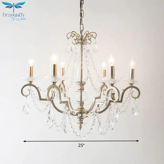 Candle Clear Crystal Chandelier Light Fixture Rustic 3/6/8 Lights Living Room Suspension Lamp In
