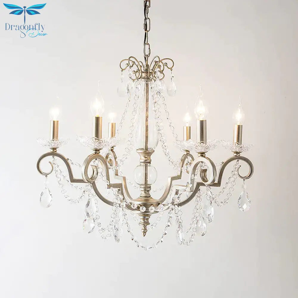 Candle Clear Crystal Chandelier Light Fixture Rustic 3/6/8 Lights Living Room Suspension Lamp In