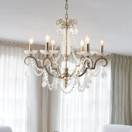 Candle Clear Crystal Chandelier Light Fixture Rustic 3/6/8 Lights Living Room Suspension Lamp In