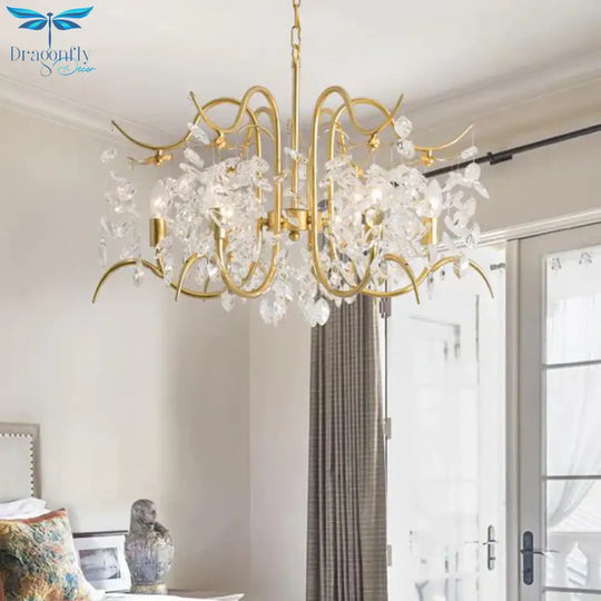 Candle - Style Crystal Chandelier Light Fixture Traditional 3/6/8 Lights Living Room Hanging Lamp