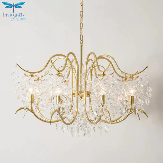 Candle - Style Crystal Chandelier Light Fixture Traditional 3/6/8 Lights Living Room Hanging Lamp