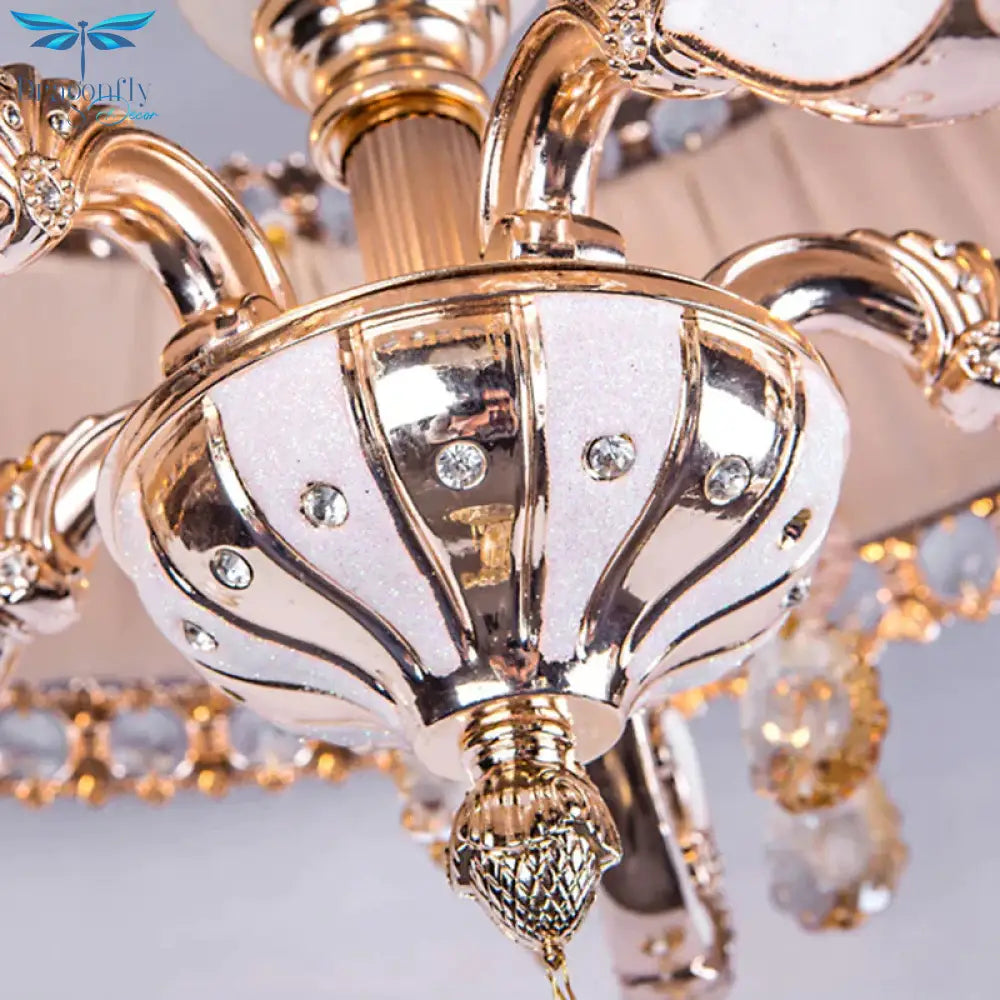 Candle Style Crystal Drop Ceiling Lamp Contemporary 5 Heads Living Room Chandelier Lighting In