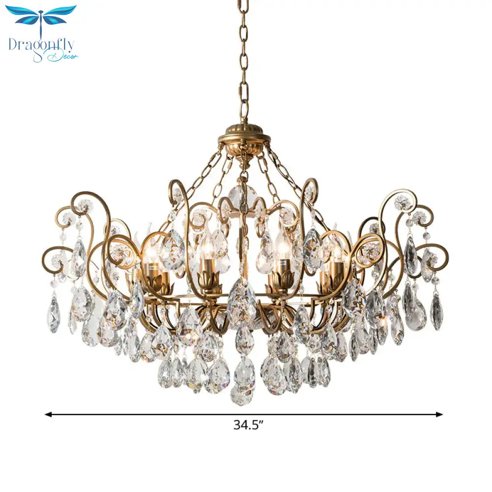 Candlestick Crystal Ceiling Chandelier Traditional 6/8/10 Lights Living Room Down Lighting Pendant