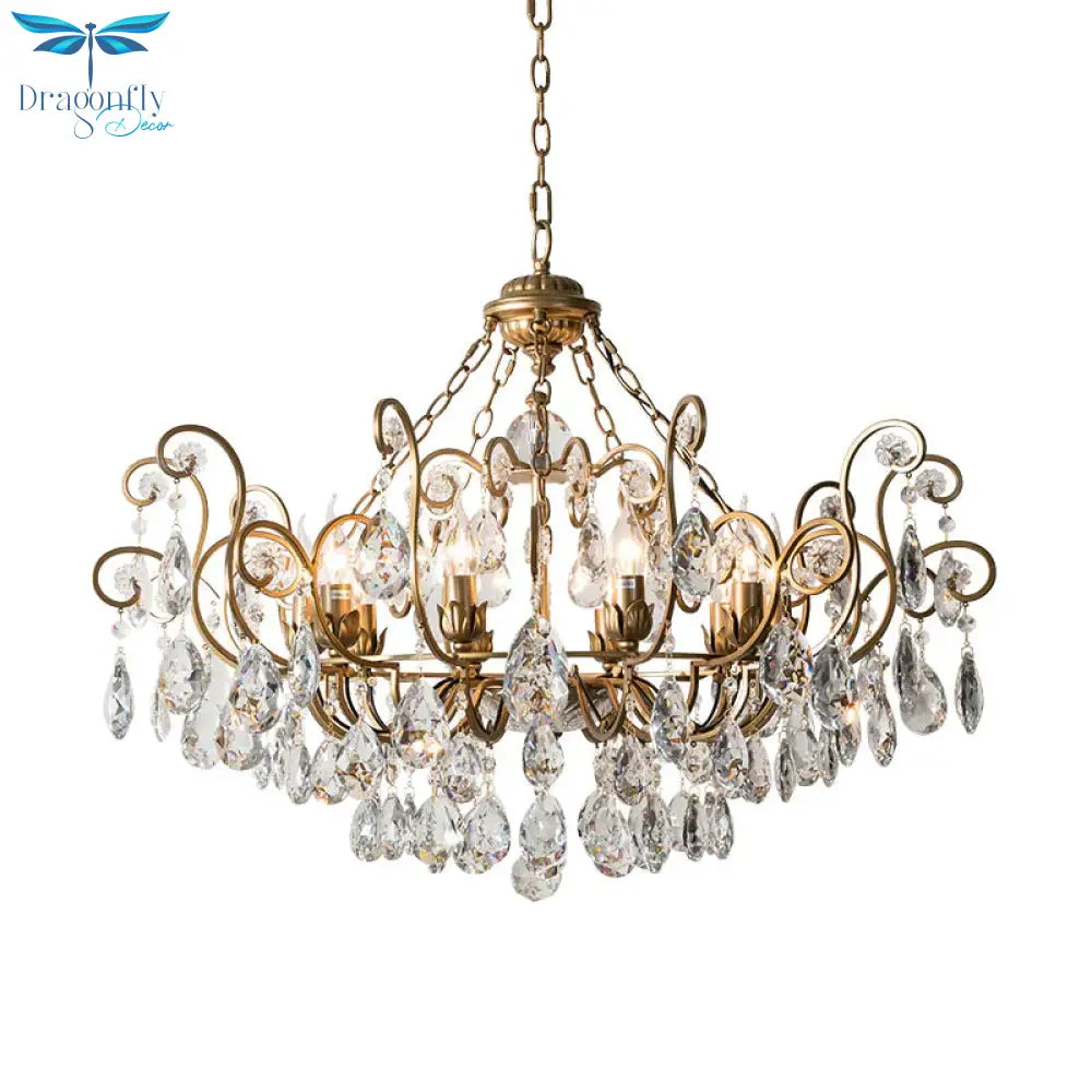 Candlestick Crystal Ceiling Chandelier Traditional 6/8/10 Lights Living Room Down Lighting Pendant