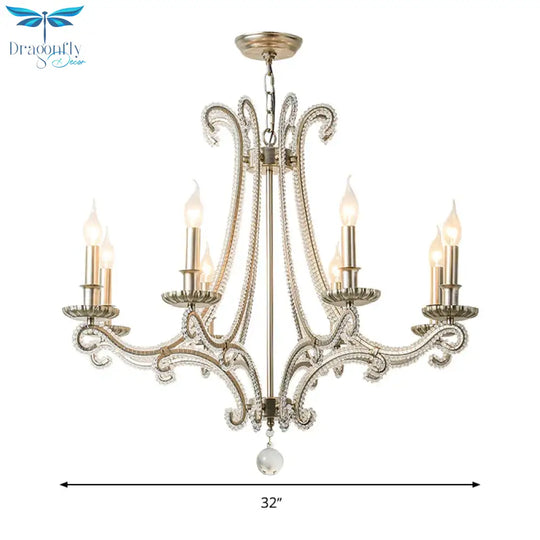 Candlestick Crystal Chandelier Lighting Simple 3/6/8 Lights Living Room Hanging Pendant Light In