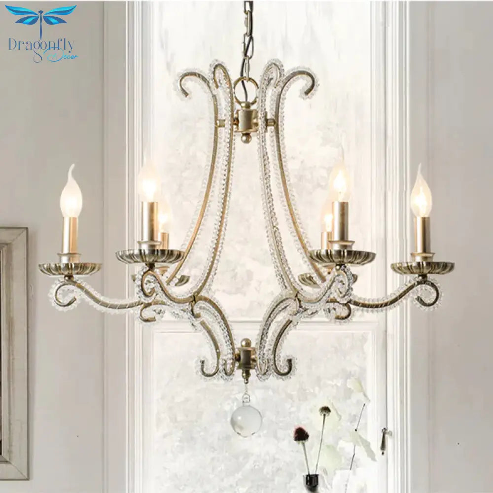 Candlestick Crystal Chandelier Lighting Simple 3/6/8 Lights Living Room Hanging Pendant Light In