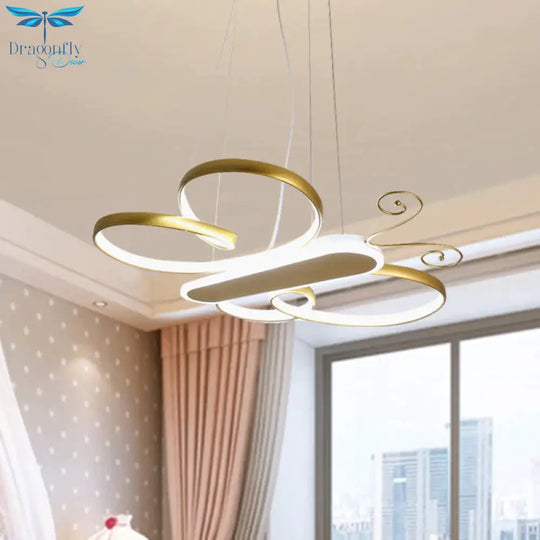 Cartoon Butterfly Frame Suspension Light Acrylic Kids Bedroom Led Chandelier Pendant Lamp In