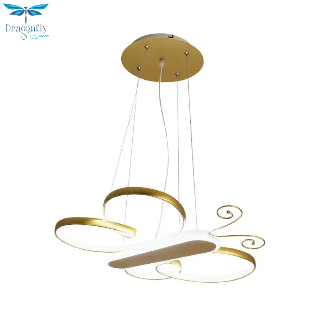 Cartoon Butterfly Frame Suspension Light Acrylic Kids Bedroom Led Chandelier Pendant Lamp In