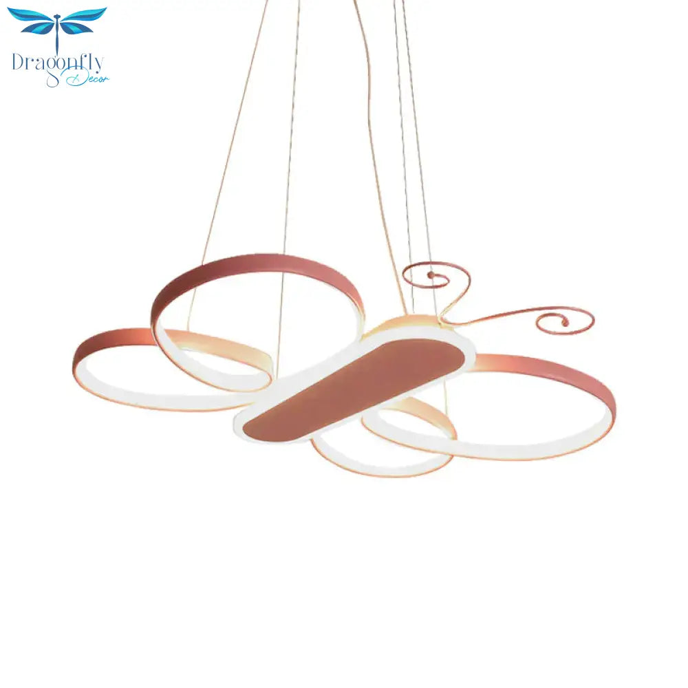 Cartoon Butterfly Frame Suspension Light Acrylic Kids Bedroom Led Chandelier Pendant Lamp In
