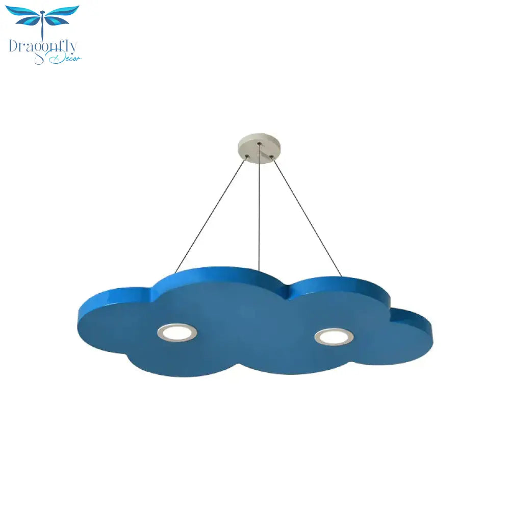 Cartoon Style Cloud Chandelier Lighting Metallic 12.5’/19.5’ W Led Living Room Pendant Lamp In