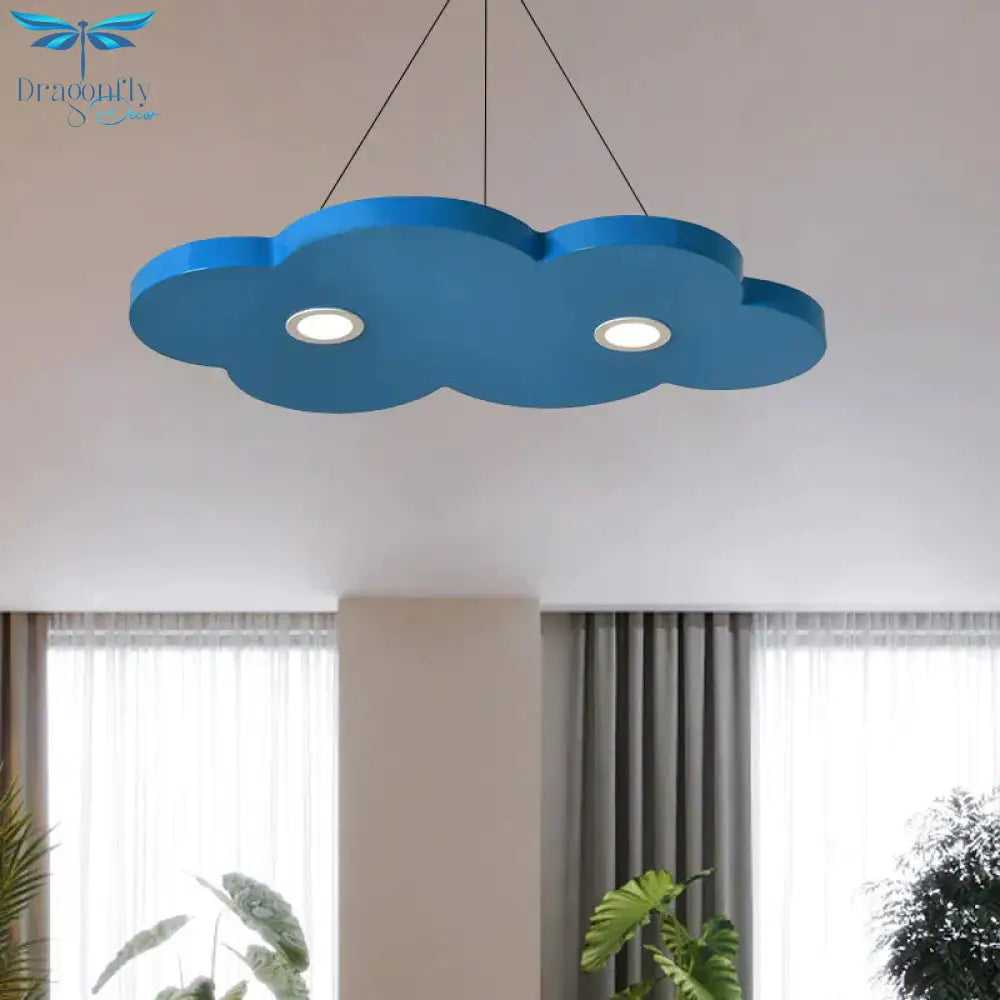 Cartoon Style Cloud Chandelier Lighting Metallic 12.5’/19.5’ W Led Living Room Pendant Lamp In