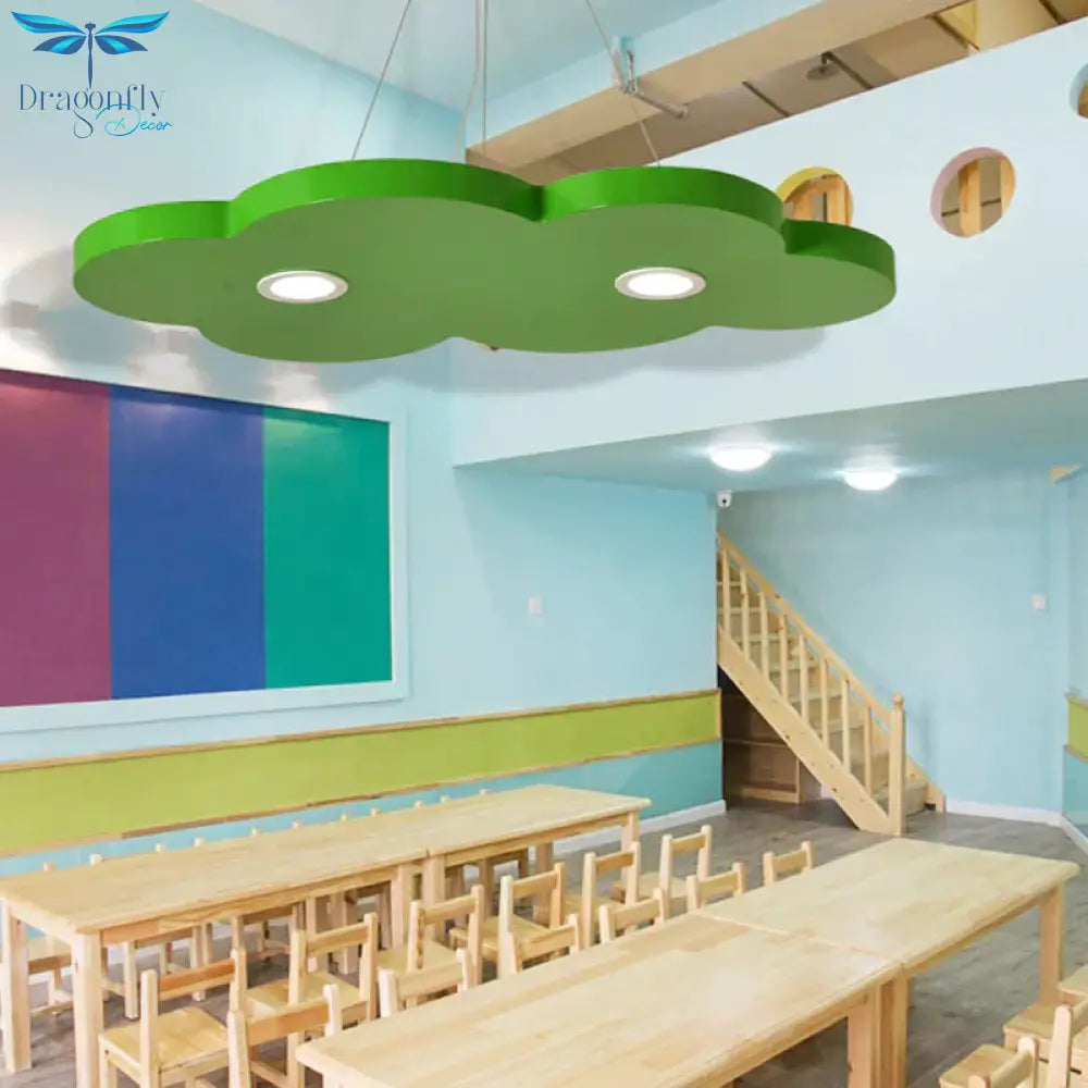 Cartoon Style Cloud Chandelier Lighting Metallic 12.5’/19.5’ W Led Living Room Pendant Lamp In