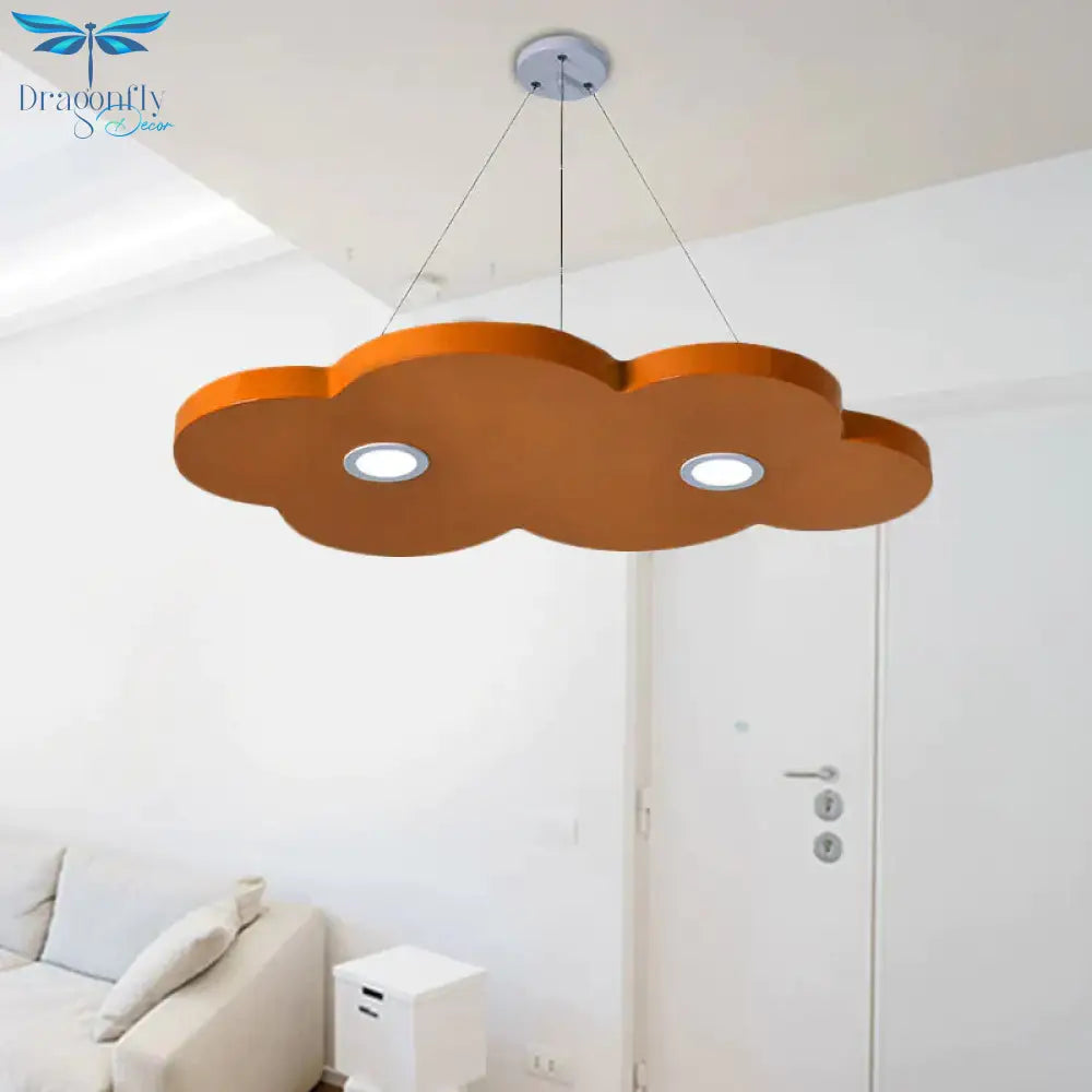 Cartoon Style Cloud Chandelier Lighting Metallic 12.5’/19.5’ W Led Living Room Pendant Lamp In