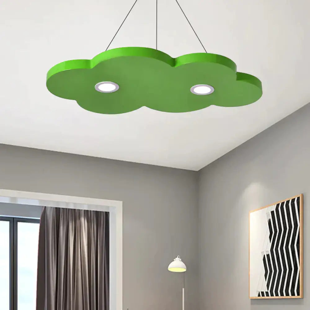 Cartoon Style Cloud Chandelier Lighting Metallic 12.5’/19.5’ W Led Living Room Pendant Lamp In