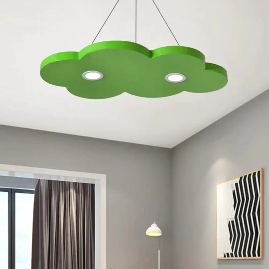Cartoon Style Cloud Chandelier Lighting Metallic 12.5’/19.5’ W Led Living Room Pendant Lamp In