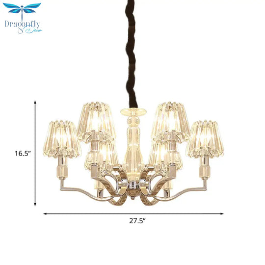 Chrome 6 - Light Down Lighting Pendant Modern Crystal Tapered Shade Chandelier For Living Room