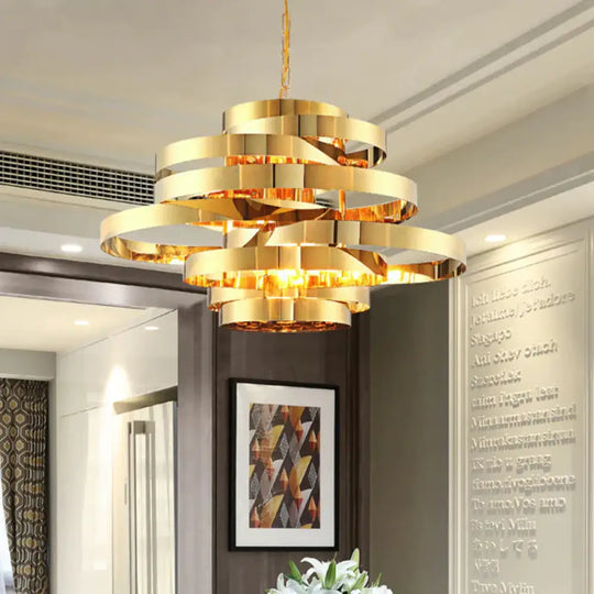 Circle Living Room Ceiling Chandelier Colonial Metal 6/8 Heads Gold Pendant Light 6 /
