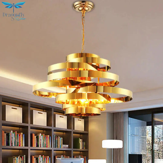 Circle Living Room Ceiling Chandelier Colonial Metal 6/8 Heads Gold Pendant Light