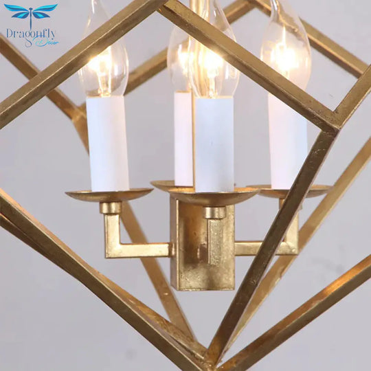 Classic Metal Pendant Chandelier In Gold With 4 Lights