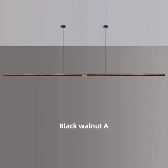 Claudo - Linear Nordic Black Walnut Led Solid Wood Pendant Lights Black Walnut A / 220Cm 36W|Warm
