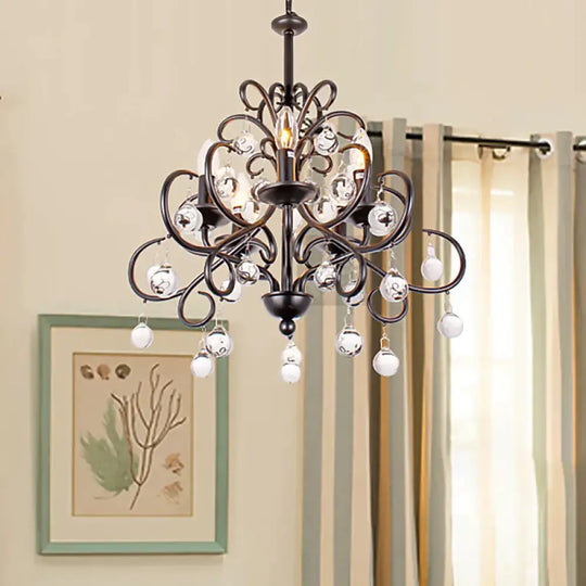 Clear Crystal Teardrop Ceiling Pendant Light Vintage Style 5 Bulbs Chandelier Lamp With Candle In