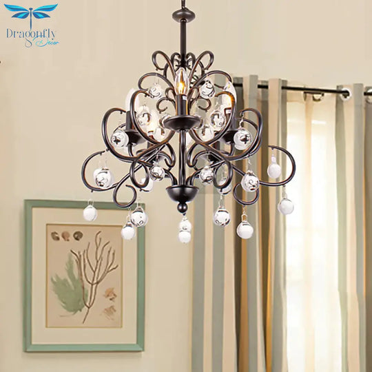 Clear Crystal Teardrop Ceiling Pendant Light Vintage Style 5 Bulbs Chandelier Lamp With Candle In