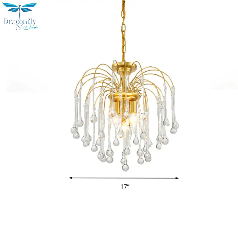 Clear/Deep Tan Crystal Sputnik Pendant Chandelier Traditionary 3/5/6 Bulbs Ceiling Hanging Light In