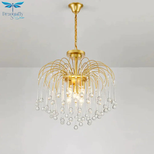 Clear/Deep Tan Crystal Sputnik Pendant Chandelier Traditionary 3/5/6 Bulbs Ceiling Hanging Light In