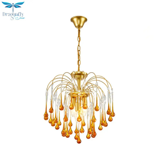 Clear/Deep Tan Crystal Sputnik Pendant Chandelier Traditionary 3/5/6 Bulbs Ceiling Hanging Light In