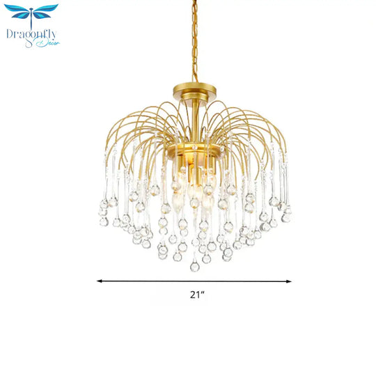 Clear/Deep Tan Crystal Sputnik Pendant Chandelier Traditionary 3/5/6 Bulbs Ceiling Hanging Light In